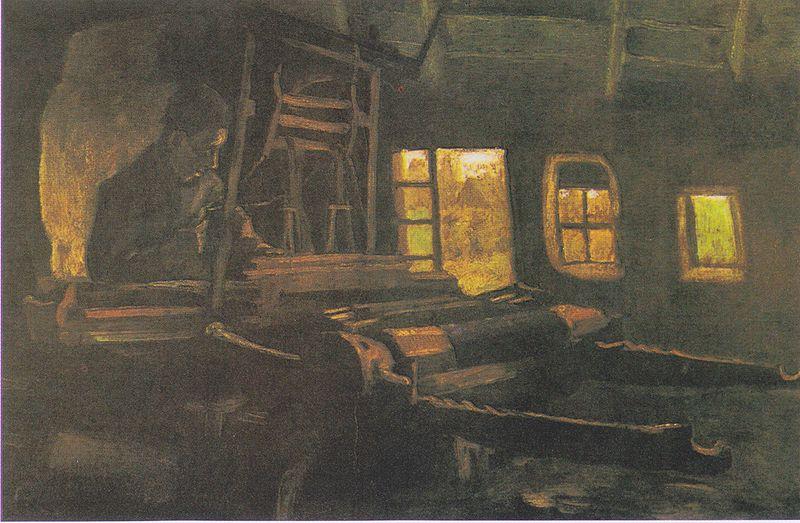 Vincent Van Gogh Weaver, in a room with three narrow windows oil painting picture